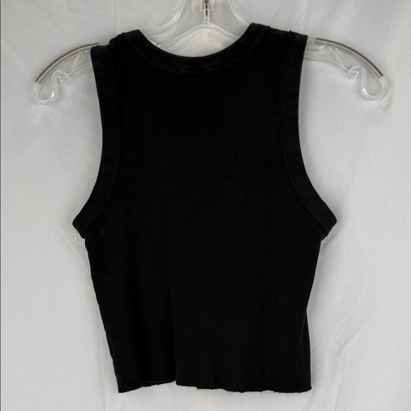 Brandy Melville Women’s Girls Juniors Black Cropped Ribbed 100% Cotton Tank Top - Picture 3 of 5